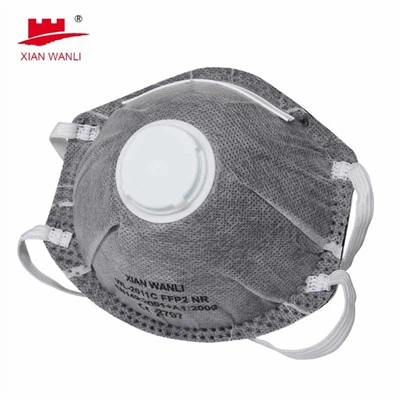 FFP2 Faol uglerod filtriga ega bo'lgan bir marta ishlatiladigan respirator
